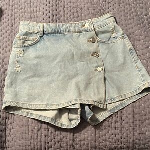 Zara Light Blue Jean Skorts Distressed